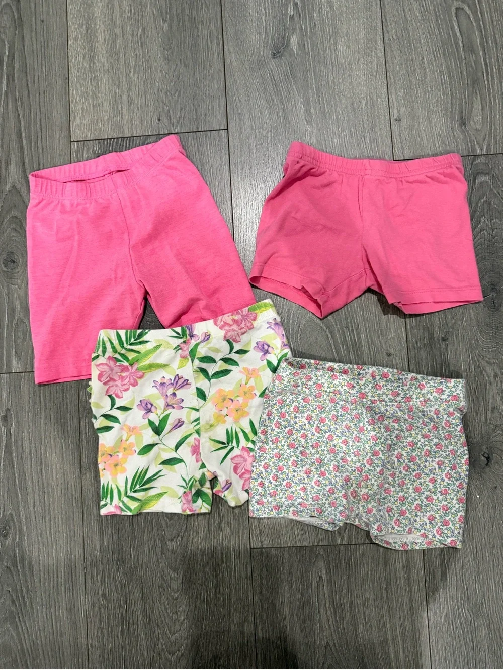 The Children's Place Pink & Floral Girls' Stretch Cotton Shorts - 4 Pack
